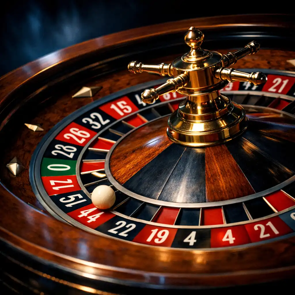 Roulette-Rad in Bewegung mit dramatischer Beleuchtung